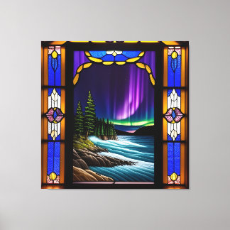 Toile Scène océanique et affichage couleur Aurora