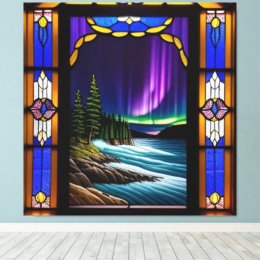 Toile Scène océanique et affichage couleur Aurora (Insitu (Plancher de Bois))