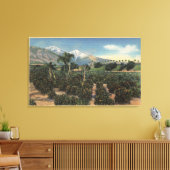 Toile Scène Orange Grove avec Mts couverts de neige (Insitu(Salon))