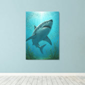 Toile Scène sous-marine de requin et de petits poissons (Insitu (Plancher de Bois))