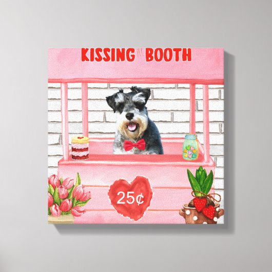 Toile Schnauzer Chien Valentine's Day Kissing Booth (Recto)