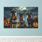 Toile Schnauzer Halloween Éffrayant (Insitu (Plancher de Bois))