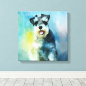 Toile Schnauzer Miniature Dog Eau Couleur Art Peinture (Insitu (Plancher de Bois))