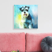 Toile Schnauzer Miniature Dog Eau Couleur Art Peinture (Insitu(Salon))