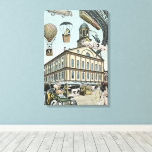 Toile Science-fiction vintage, ville victorienne Steampu