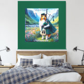 Toile Scotch Collie Serenade – Bagpipes & Tartan Whimsy (Insitu(Chambre))