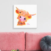 Toile Scottish Highland Cow 'Nessie' Box Canvas Print (Insitu(Salon))