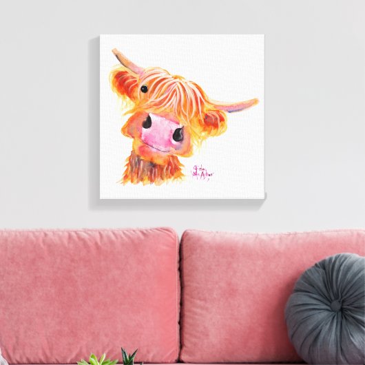 Toile Scottish Highland Cow 'Nessie' Box Canvas Print (Insitu(Salon))