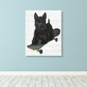 Toile Scottish Terrier et Skateboard (Insitu (Plancher de Bois))