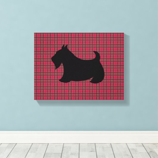 Toile Scottish Terrier Plaid Wall Art (Insitu (Plancher de Bois))