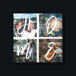 Toile Script de brosse de collection de photos Instagram<br><div class="desc">Impression personnalisée en toile de conservation avec 4 photos de votre famille disposées dans une grille carré photo collage. Grand cadeau pour maman,  papa,  famille,  amis,  parents et grands-parents!</div>