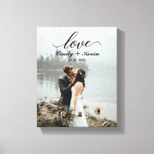 Toile Script Love Custom Nom de famille Mariage Mariée S