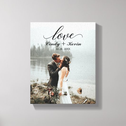 Toile Script Love Custom Nom de famille Mariage Mariée S (Recto)