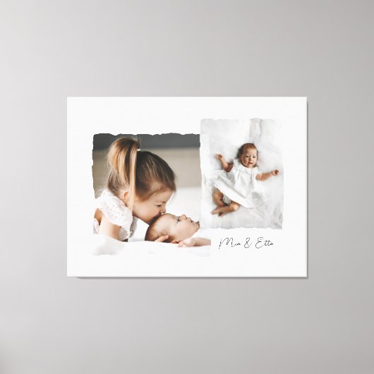 Toile Script personnalisé multi photo moderne déchiré (Recto)