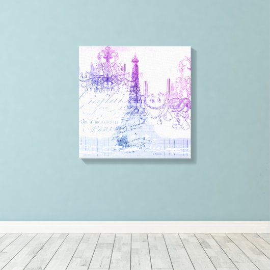 Toile scripts chandelier violet tour eiffel paris (Insitu (Plancher de Bois))