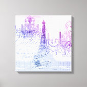 Toile scripts chandelier violet tour eiffel paris (Recto)