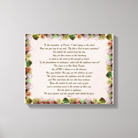 Toile Scripture, Psalm 11, Green Gray Roses (Recto)