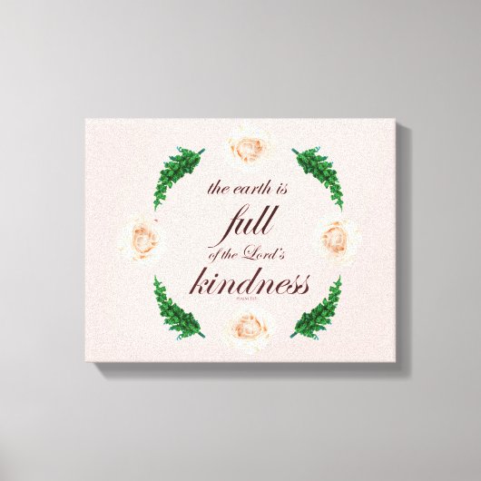 Toile Scripture, Psaume 33, White Roses & Green Branches (Recto)