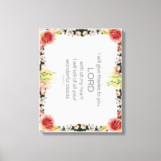 Toile Scripture Psaume 9, Floral (Recto)