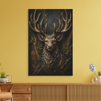 Toile Sculpture de cerf majestueuse 3D Art forestier de