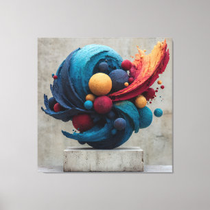 Toile Sculpture de couleur explosive de sphère fissurée