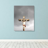 Toile sculpture de crucifixion Jésus Christ (Insitu (Plancher de Bois))