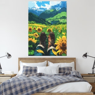 Toile Se détendre au paradis des tournesols