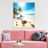 Toile Sea Turtle & Crabs on Tropical Beach – Serene Ocea (Insitu(Salon))