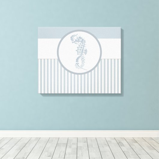 Toile Seahorse Bleu Classique Nautique Élégant (Insitu (Plancher de Bois))