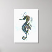 Toile Seahorse fantasy, blue green artwork (Recto)