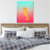 Toile Seahorse orange silhouette Plage nautique simple (Insitu(Chambre))