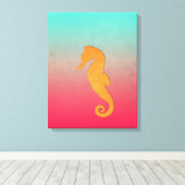 Toile Seahorse orange silhouette Plage nautique simple (Insitu (Plancher de Bois))