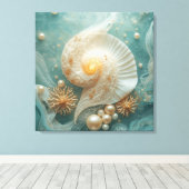 Toile Seashell Wall Art – Coastal Beach Decor (Insitu (Plancher de Bois))
