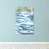 Toile SeattleFish sur la glace au marché Pike Place (Insitu (Plancher de Bois))