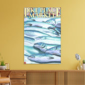 Toile SeattleFish sur la glace au marché Pike Place (Insitu(Salon))