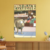 Toile SeattleFish Toss et Bronze Pig à Pike Place (Insitu(Salon))