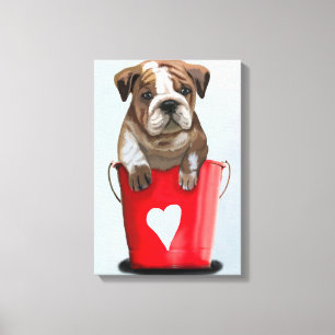 Toile Seau de bouledogue de rouge d'amour