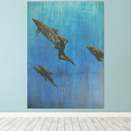 Toile Secourir les dauphins (Insitu (Plancher de Bois))