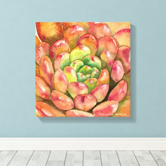 Toile Sedeveria 'Pink Ruby' par Debra Lee Baldwin (Insitu (Plancher de Bois))