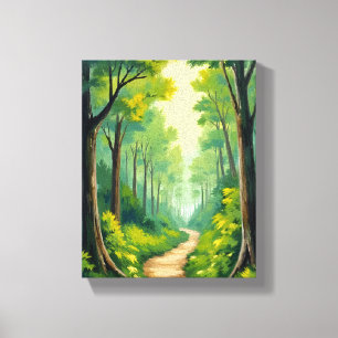 Toile Sentier de la forêt verte Peinture aquarelle de
