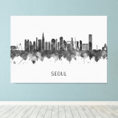 Toile Séoul Corée du Sud Skyline BW (Insitu (Plancher de Bois))