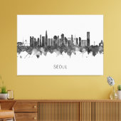 Toile Séoul Corée du Sud Skyline BW (Insitu(Salon))