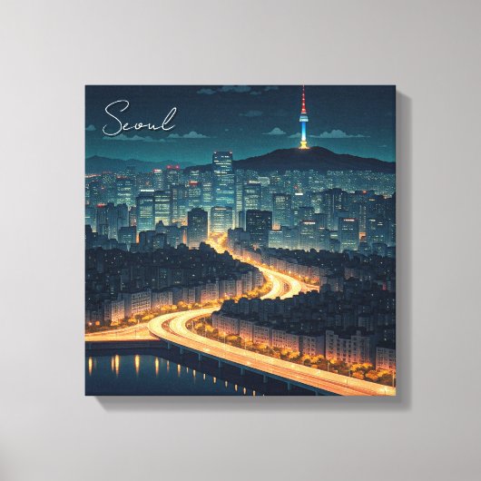 Toile Séoul Corée du Sud Vue nocturne (Recto)