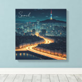 Toile Séoul Corée du Sud Vue nocturne (Insitu (Plancher de Bois))