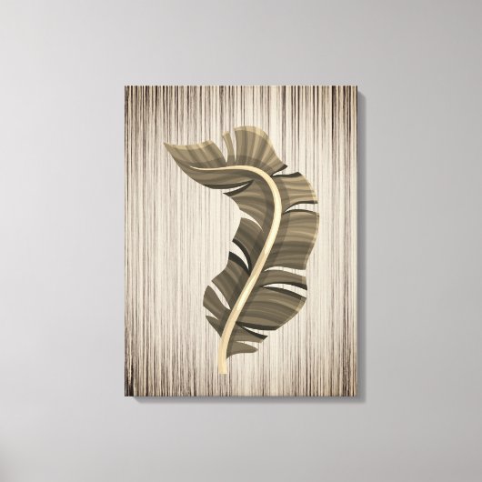 Toile Sepia feuille tropicale sur Arrière - plan de bron (Recto)