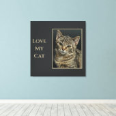 Toile Sepia Love my Cat with Photo (Insitu (Plancher de Bois))