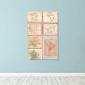 Toile Sept cartes du monde (Insitu (Plancher de Bois))