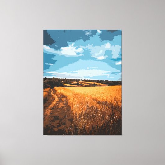 Toile Serene Golden Field Country Road Stylized (Recto)