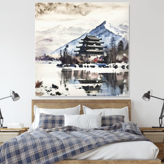 Toile Serene Mountain Pagoda (Winter)  (Insitu(Chambre))