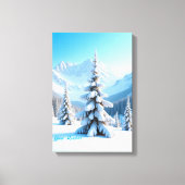 Toile Serene Snowy Mountain Landscape & Winter Pine Tree (Recto)